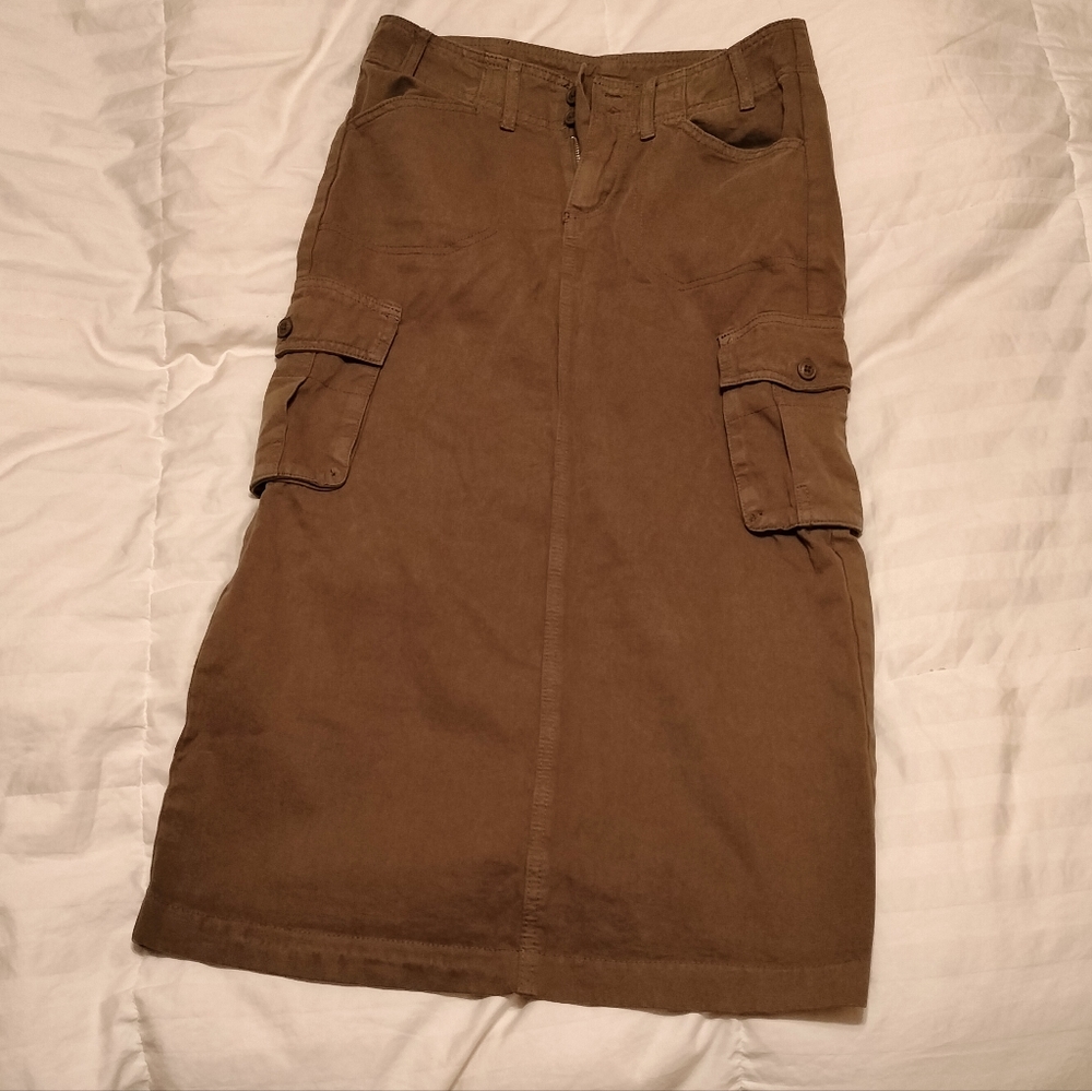 J Galt Green Cargo Maxi Skirt